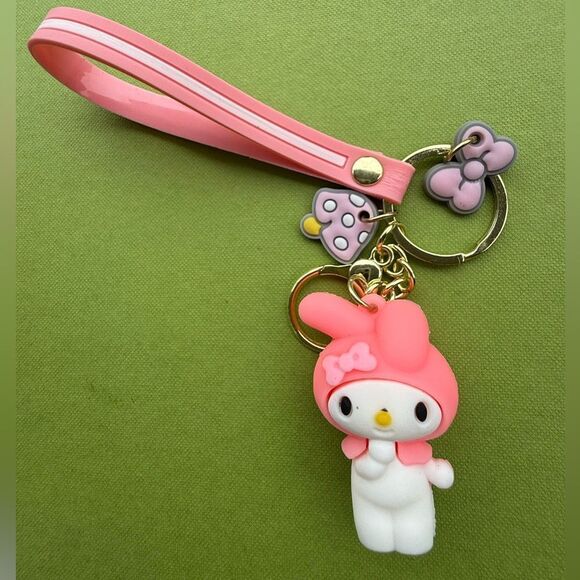 My Melody Pink Strap Keychain with Charms & Wristlet – Sanrio Kawaii Cute Gift - Picture 11 of 17